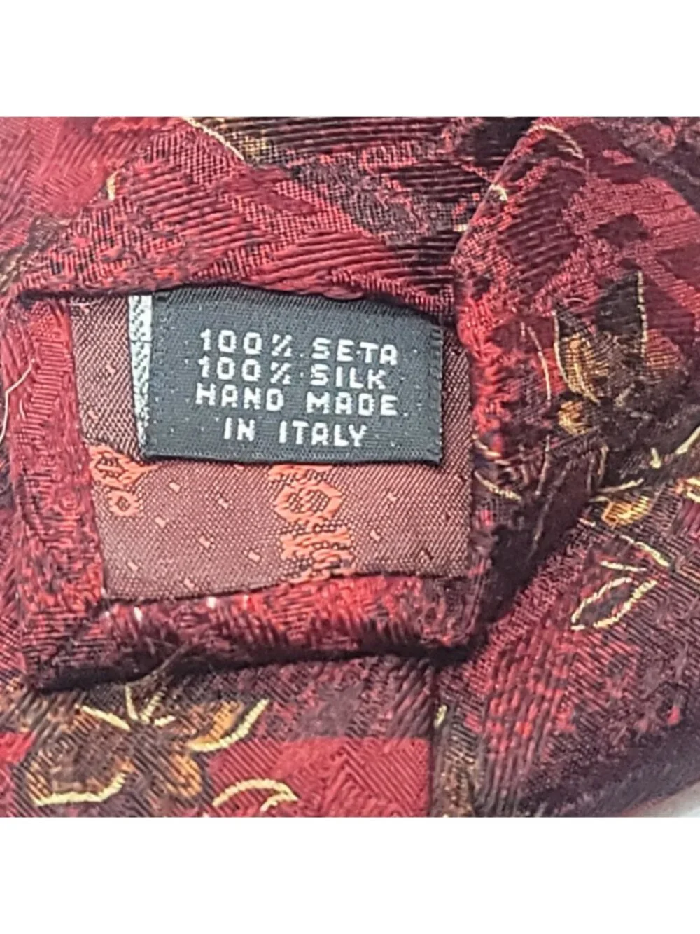 Mondo Uomo Red Floral Silk Tie Hand Made In Italy